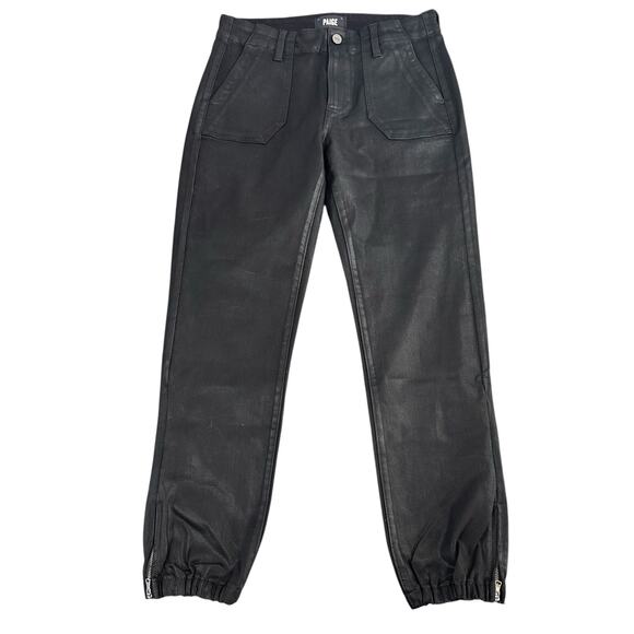 Paige Women's Mayslie Cropped Coated Jogger Pants Size 27 - Picture 2 of 8